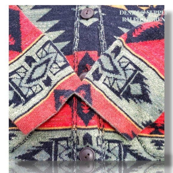 Ralph Lauren Denim & Supply Aztec Design Southwestern Cotton Cardigan Size Large - Picture 6 of 13